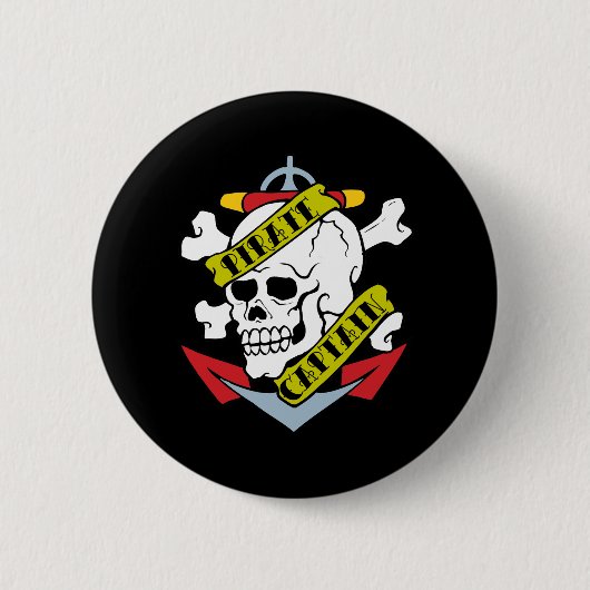 Badge Rond 5 Cm Capitaine pirate Tattoo (Devant)