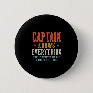 Badge Rond 5 Cm Capitaine sait tout la fête des pères rétro