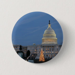 Badge Rond 5 Cm Capitol des USA célébrant la photo de Noël