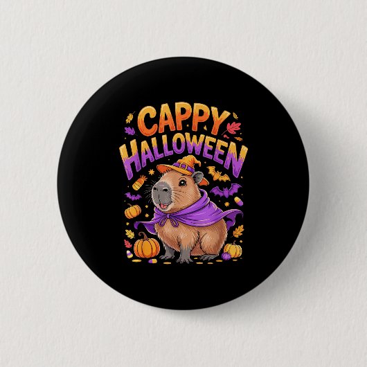 Badge Rond 5 Cm Cappy Halloween Capybara Witch  (Devant)