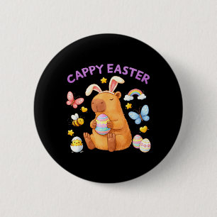 Badge Rond 5 Cm Cappy Joyeux Pâques Capybara Printemps Enfants Ens
