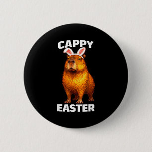 Badge Rond 5 Cm Cappy Pâques drôle capybara oreilles de lapin anim