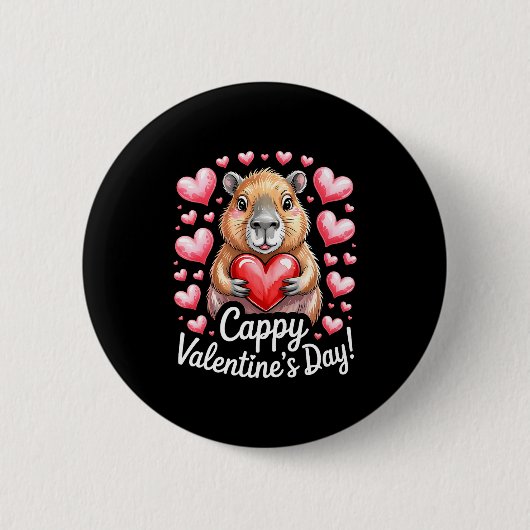 Badge Rond 5 Cm Cappy Valentine’s Day Cute Capybara Heart Design P (Devant)