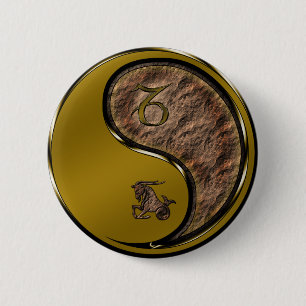 Badge Rond 5 Cm Capricorne sur la mer