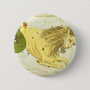 Badge Rond 5 Cm Capricorne Vintage Constellation, miroir de l'Uran