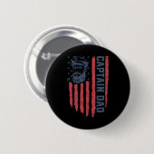 Badge Rond 5 Cm Captain Dad American Flag Funny Pontoon Boating 4t (Devant & derrière)