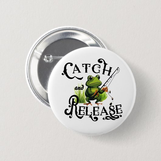 Badge Rond 5 Cm Capture Et Libération Patch De Grenouille De Pêche (Devant & derrière)