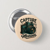 Badge Rond 5 Cm Capture Moments Camera Art Button (Devant & derrière)