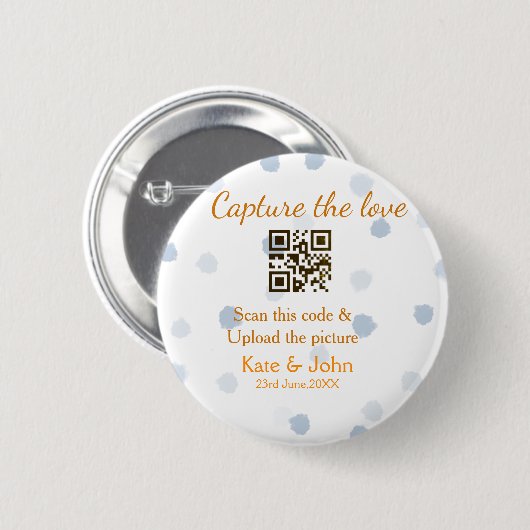 Badge Rond 5 Cm Capturer l'amour ajouter QR numérisation télécharg (Devant & derrière)