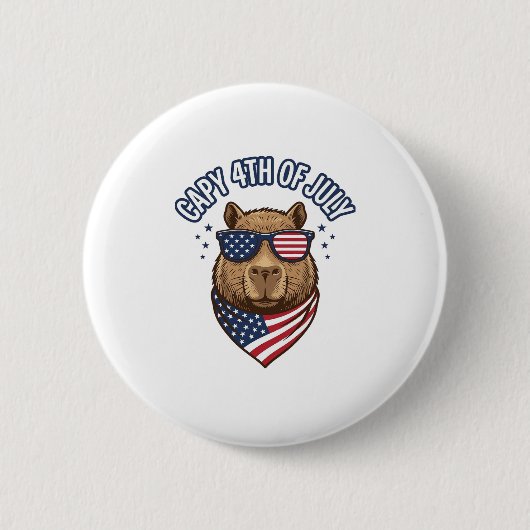 Badge Rond 5 Cm Capy 4 juillet Conception vectorielle de capybara (Devant)