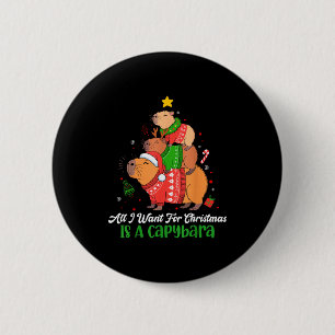 Badge Rond 5 Cm Capy Noël Mignon Capybara Arbre de Noël Pjs Animal