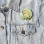 Badge Rond 5 Cm Capybara (En situation)