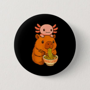 Badge Rond 5 Cm Capybara Anime Ramen Axolotl Drôle Graphique Kawai