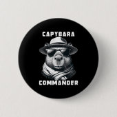 Badge Rond 5 Cm Capybara avec lunettes de soleil Capy Commander (Devant)