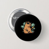 Badge Rond 5 Cm Capybara avec queue - ambiance détendue (Devant & derrière)