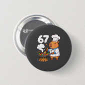 Badge Rond 5 Cm Capybara Chef 67 Six Seven Funny Brain Rot Meme Gr (Devant & derrière)