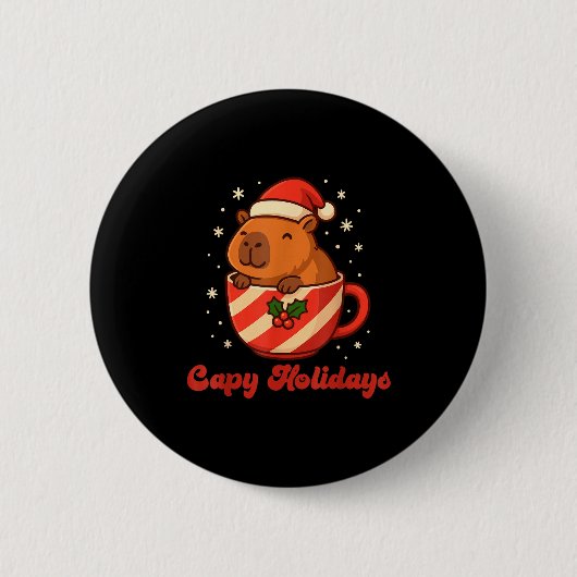 Badge Rond 5 Cm Capybara Christmas Shirt, Funny Capy Holidays  (Devant)
