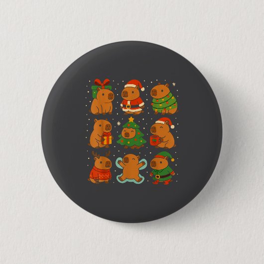 Badge Rond 5 Cm Capybara Christmas Shirt, Funny Capy Holidays  (Devant)