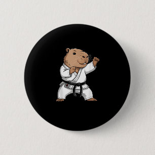 Badge Rond 5 Cm Capybara d'arts martiaux drôle de karaté taekwondo