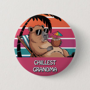 Badge Rond 5 Cm Capybara Drôle Rôle de Membre de Famille Personnal