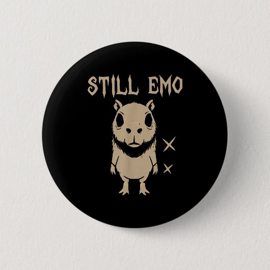 Badge Rond 5 Cm Capybara Emo Goth Punk Toujours Emo (Devant)