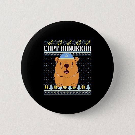Badge Rond 5 Cm Capybara Hanukkah Capy Hanukkah Chanukah Jewish Ki (Devant)