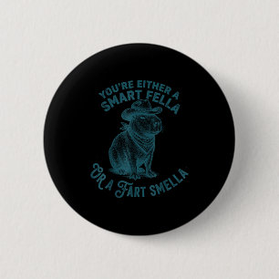 Badge Rond 5 Cm Capybara Intelligent Mec Fart Odeur Drôle Cowboy H