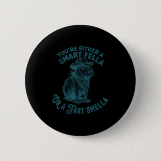 Badge Rond 5 Cm Capybara Intelligent Mec Fart Odeur Drôle Cowboy H