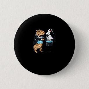 Badge Rond 5 Cm Capybara Magicien Casquette Trick Avec Sticker De