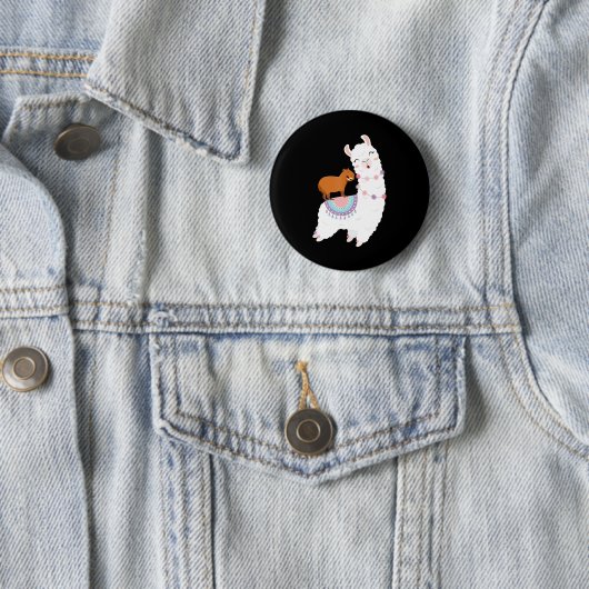 Badge Rond 5 Cm Capybara Riding Llama Funny Capybara Cute Gift Ide (En situation)