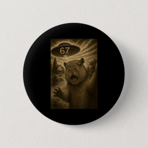Badge Rond 5 Cm Capybara Selfie 67 Mème Six Sept Drôle d'Ufo
