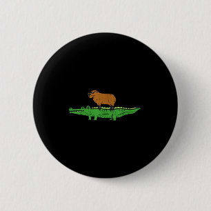 Badge Rond 5 Cm Capybara Sur Crocodile Capy Alligator Rongeur Homm