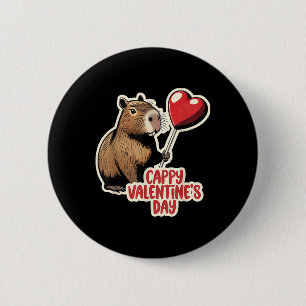 Badge Rond 5 Cm Capybara Valentine, Cappy Valentines Day, Capybara