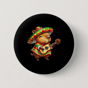 Badge Rond 5 Cm Capybyra Sombrero Guitare Cinco De Mayo Mexicain E