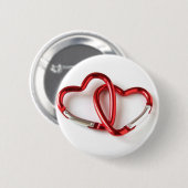 Badge Rond 5 Cm Carabiners enlacés de coeur (Devant & derrière)