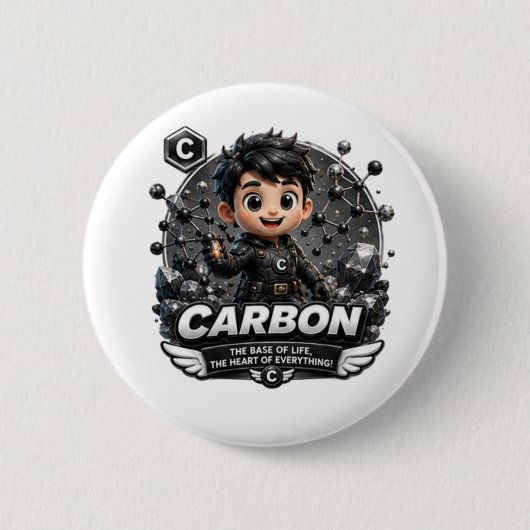 Badge Rond 5 Cm Caractère carbone ATOMIVRA (Devant)