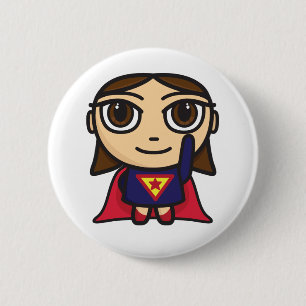 Badge Rond 5 Cm Caractère de fille de superhéros