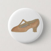 Badge Rond 5 Cm Caractère Tan T-Strap Danse Chaussure Anniversaire (Devant)