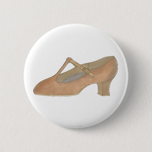 Badge Rond 5 Cm Caractère Tan T-Strap Danse Chaussure Anniversaire (Devant)