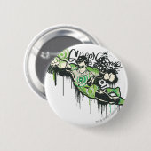 Badge Rond 5 Cm Caractère vert de graffiti de lanterne (Devant & derrière)