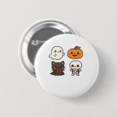 Badge Rond 5 Cm Caractères d'Halloween - Fantôme, Citrouille, Chat (Devant & derrière)