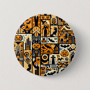 Badge Rond 5 Cm Caractères Halloween