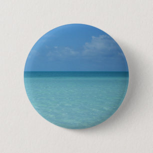 Badge Rond 5 Cm Caraïbes Horizon Tropical Turquoise Bleu