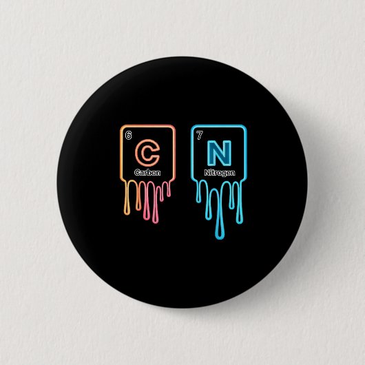 Badge Rond 5 Cm Carbon Nitrogen Science Design Fun Chemistry Lover (Devant)