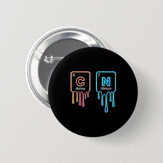 Badge Rond 5 Cm Carbon Nitrogen Science Design Fun Chemistry Lover (Devant & derrière)