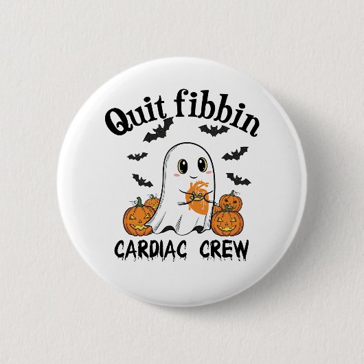 Badge Rond 5 Cm Cardiac Crew Funny Boo-Ghost Citrouille (Devant)