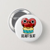 Badge Rond 5 Cm Cardiaque Beat Funny Heart Drummer Pun (Devant & derrière)