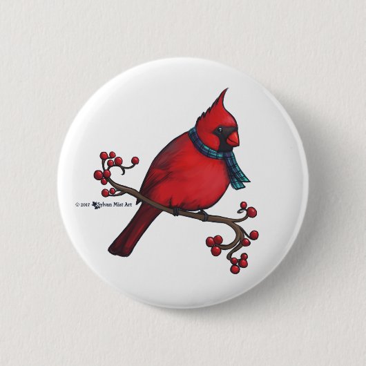 Badge Rond 5 Cm Cardinal de Noël (Devant)