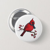 Badge Rond 5 Cm Cardinal de Noël (Devant & derrière)