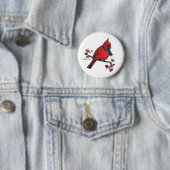 Badge Rond 5 Cm Cardinal de Noël (En situation)